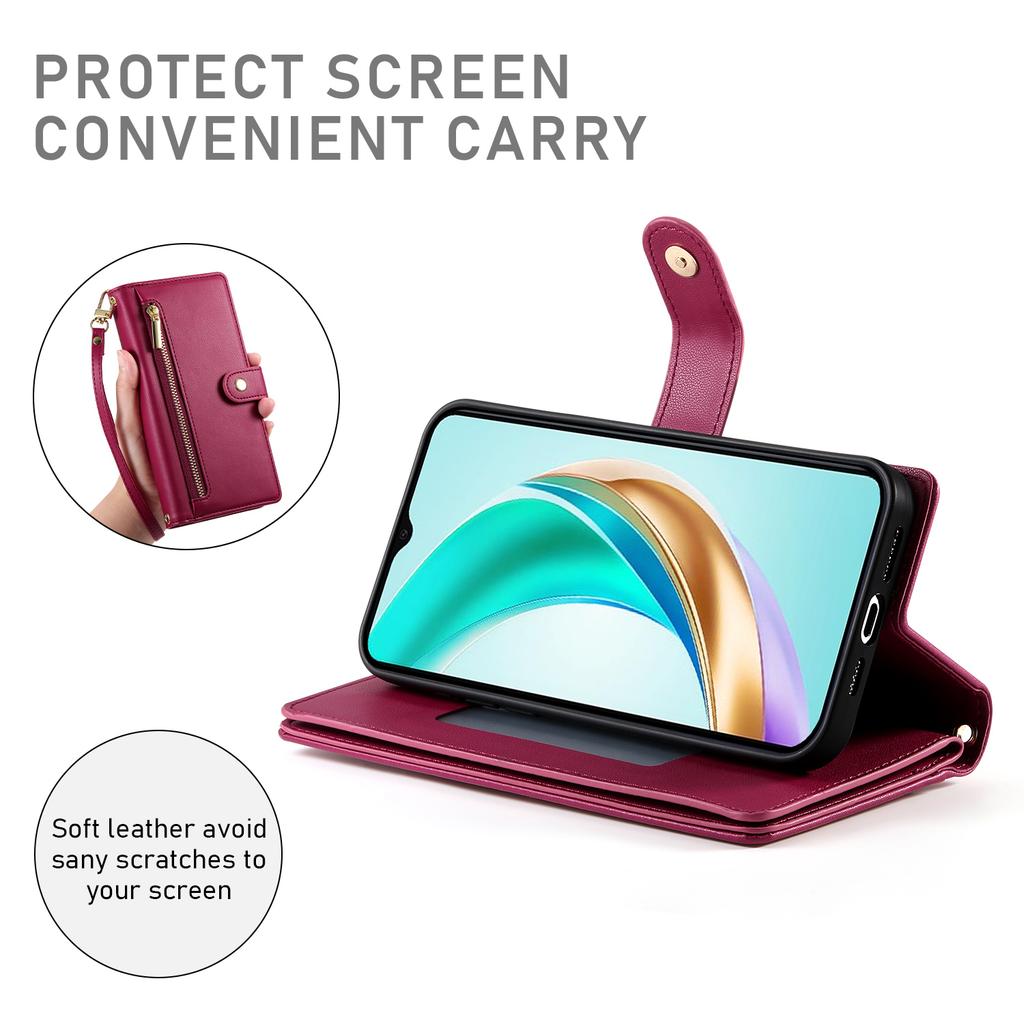 For Huawei nova 14 Ultra 5G Case Zipper Pocket Wallet Leather Phone Cover with Straps