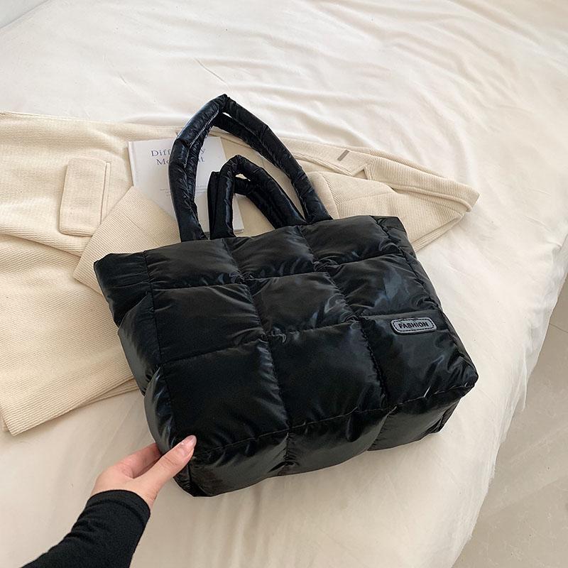 Вместительная зимняя большая сумка-тоут с подкладкой, дизайнерские женские сумки через плечо, роскошные большие сумки для покупок из пуха и хлопка, кошельки