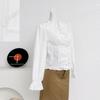Womens V-Neck Long Sleeve Shirt Slim Fit Cropped Blouse Casual Daily Wear