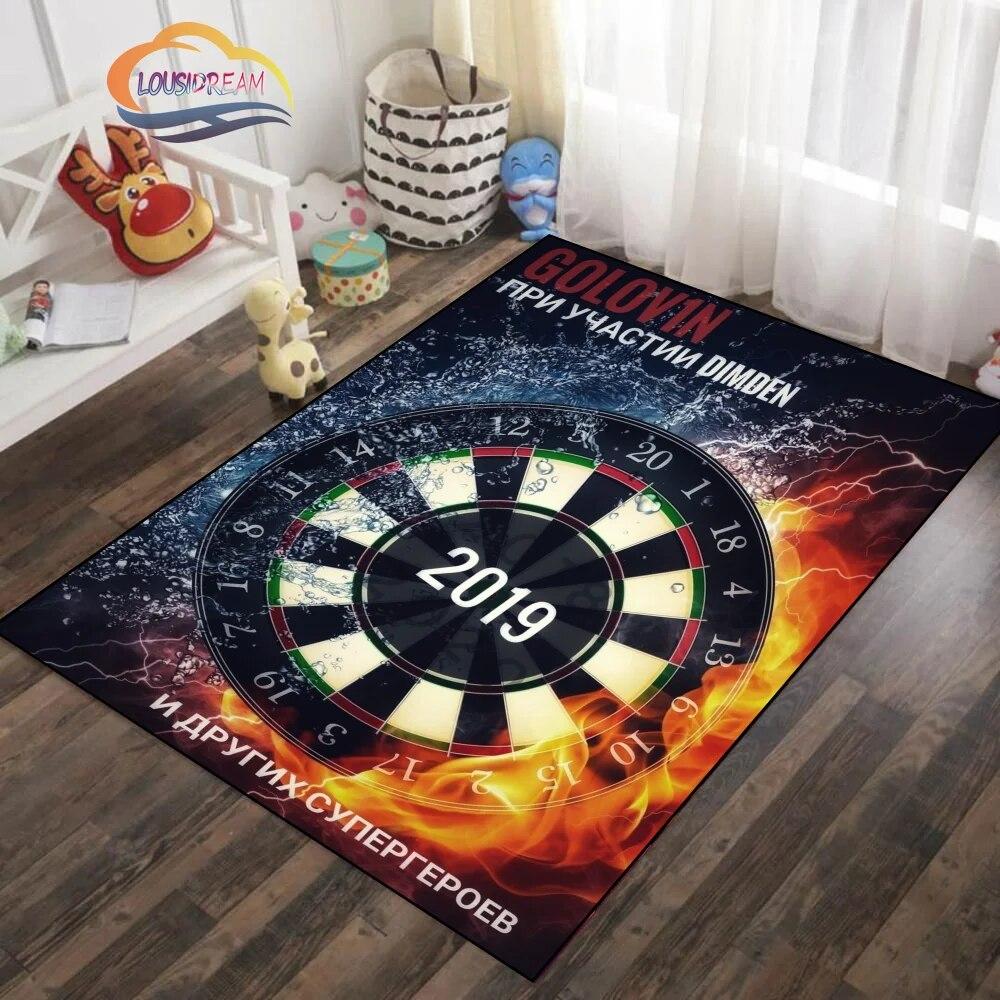 Ice and Fire Darts Pattern Carpet Fashion Soft Mat Gifts for Sports Lovers Household Floor Outdoor Play