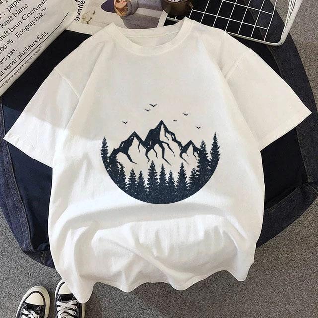 Summer White T Shirt Dark Forest Mountain Adventure Harajuku Shirts Short Sleeve Tops Female Clothing