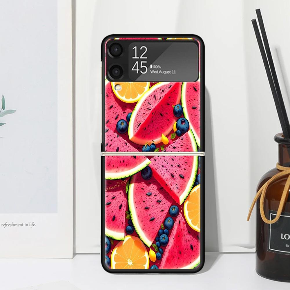 Арбуз Летний Фрукт Чехол для Телефона для Samsung Galaxy Z Flip 7 6 5 4 3 5G Flip3 Flip4 Flip5 ZFlip6 ZFlip7 Черный Fundas Gal