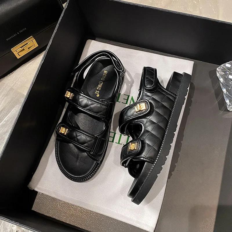 Высококачественные босоножки на платформе, женские босоножки с открытым носком на платформе с широким ремешком для женщин, женские сандалии на плоской подошве, летняя женская обувь