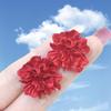 Big Red Flowers Stud Earrings for Women Personality Fashion Unique Design Brincos Wedding Jewelry Girl Accessory