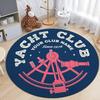 Круглый ковер в морском стиле – Мягкий плюшевый ковер с принтом для гостиной или спальни – Нескользящий, машинная стирка