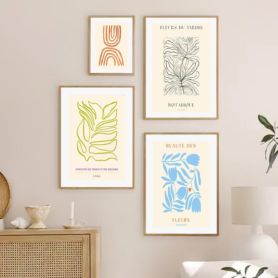 Абстрактные свежие цветы рынок парижский завод лист бохо скандинавские постеры и принты настенное искусство холст картины картины декор гостиной