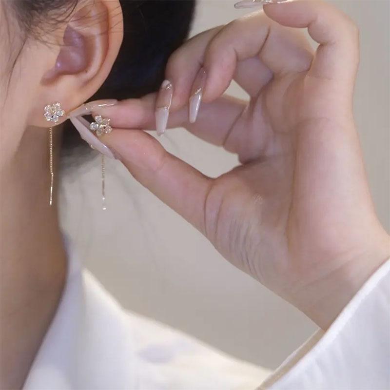 Инкрустированные циркониевые серьги-проволочки в форме цветка из кристаллов, золотые серьги-кисточки с уникальным дизайном, свадебные украшения, подарок на день рождения