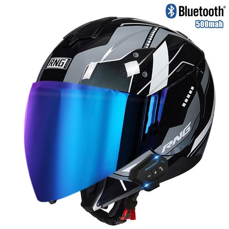 Bluetooth Motorcycle Helmet 3/4 Open Face Men Women ABS Full Coverage Riding Gear