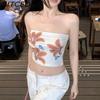 BITCED Летний женский уличный стиль, чувственный кроп-топ-бюстье с цветочным принтом