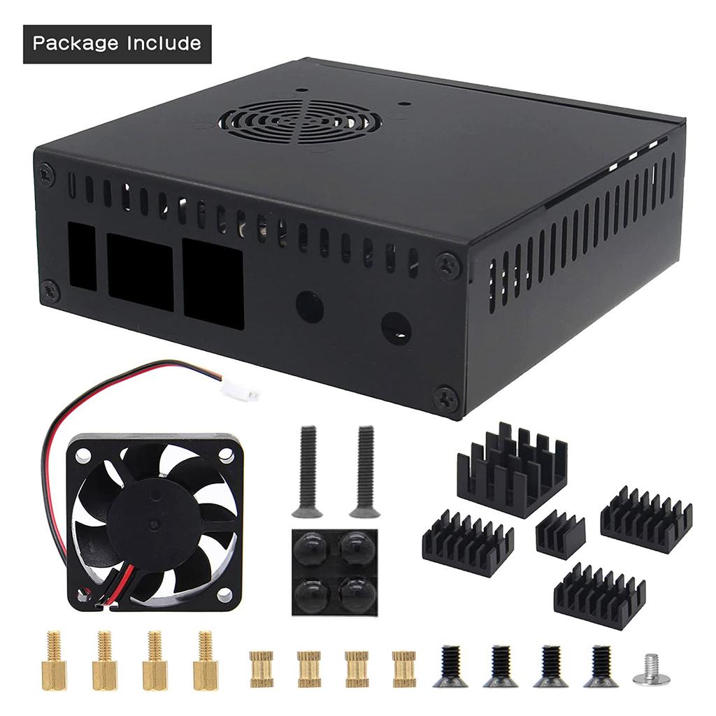 N506 Metal Case- Box for Orange Pi 5 Cooler Radiator- Box Support M2 NVMe SSD 2280 with 5V Cooling Fan 5 Heatsinks