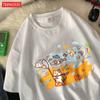 Small Fish In The Huge Bubblecotton Women TShirts Cartoons Printed Tops ONeck Soft Oversized T Shirt Summer Casual Clothes