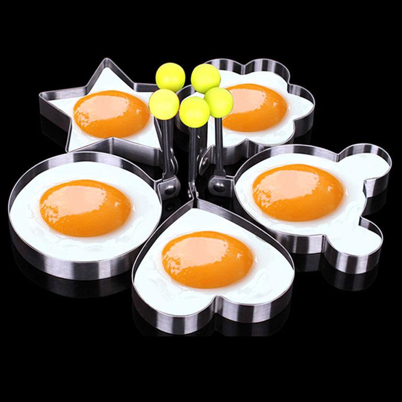 Circle Egg Mold Stainless Steel Egg Pancakes Bake Mold Kitchen Gadgets Frying Egg Lovely Shape Shaper Cooker Mould Rings 5pcs