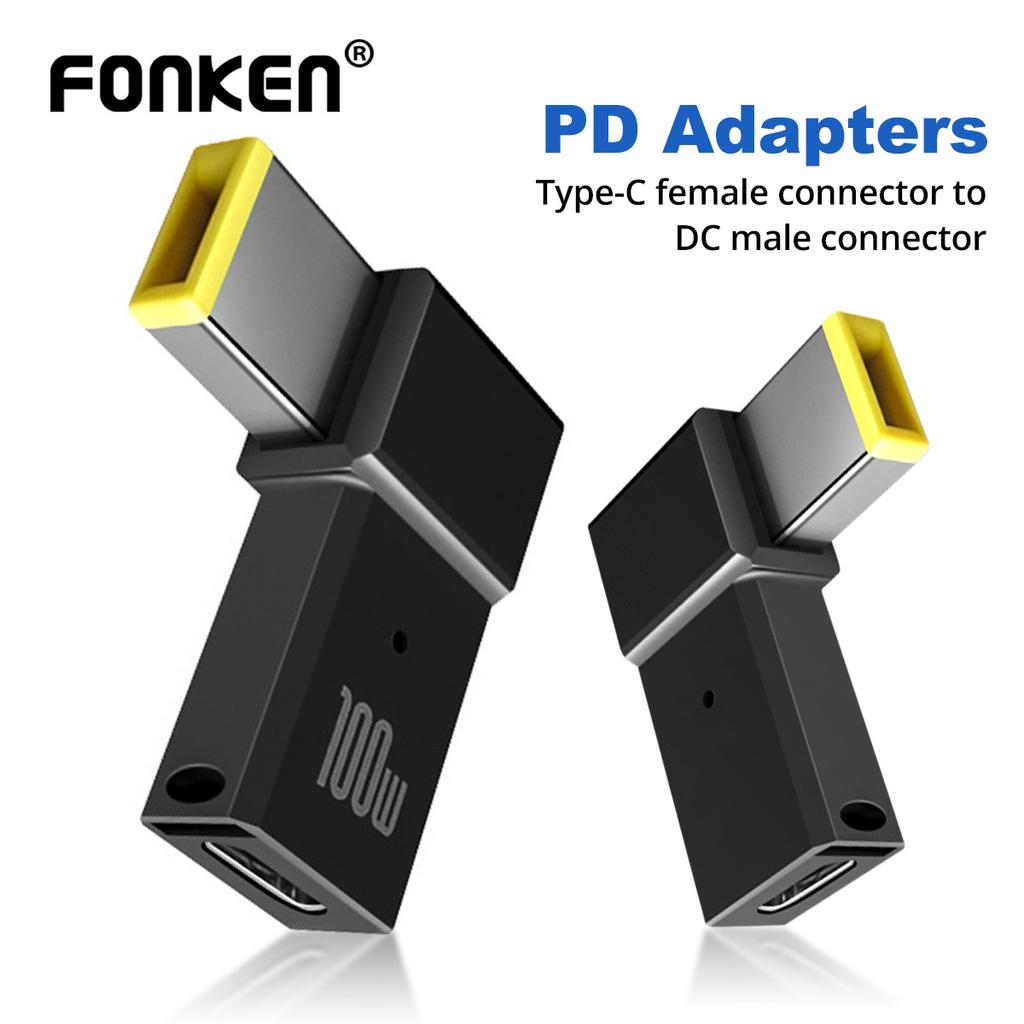 FONKEN 100 Вт USB Type C «мама» на квадратный разъем PD, конвертер USB-C, кабель для быстрой зарядки, разъем адаптера питания постоянного тока для ноутбука Thinkpad