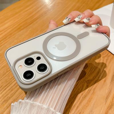 Для Magsafe Магнитный Цветной Прозрачный Чехол для iPhone 16 15 14 13 12 11 Pro Max Mini XS XR X Беспроводная Зарядка Акриловая Крышка