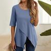 Женские топы с круглым вырезом, коротким рукавом, неровным подолом, свободный крой, однотонная повседневная футболка, повседневная одежда