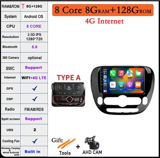 Android 14 для Kia Soul 2 2013-2019 Автомобильный радиоприемник Мультимедийный проигрыватель GPS Навигация DSP Экран