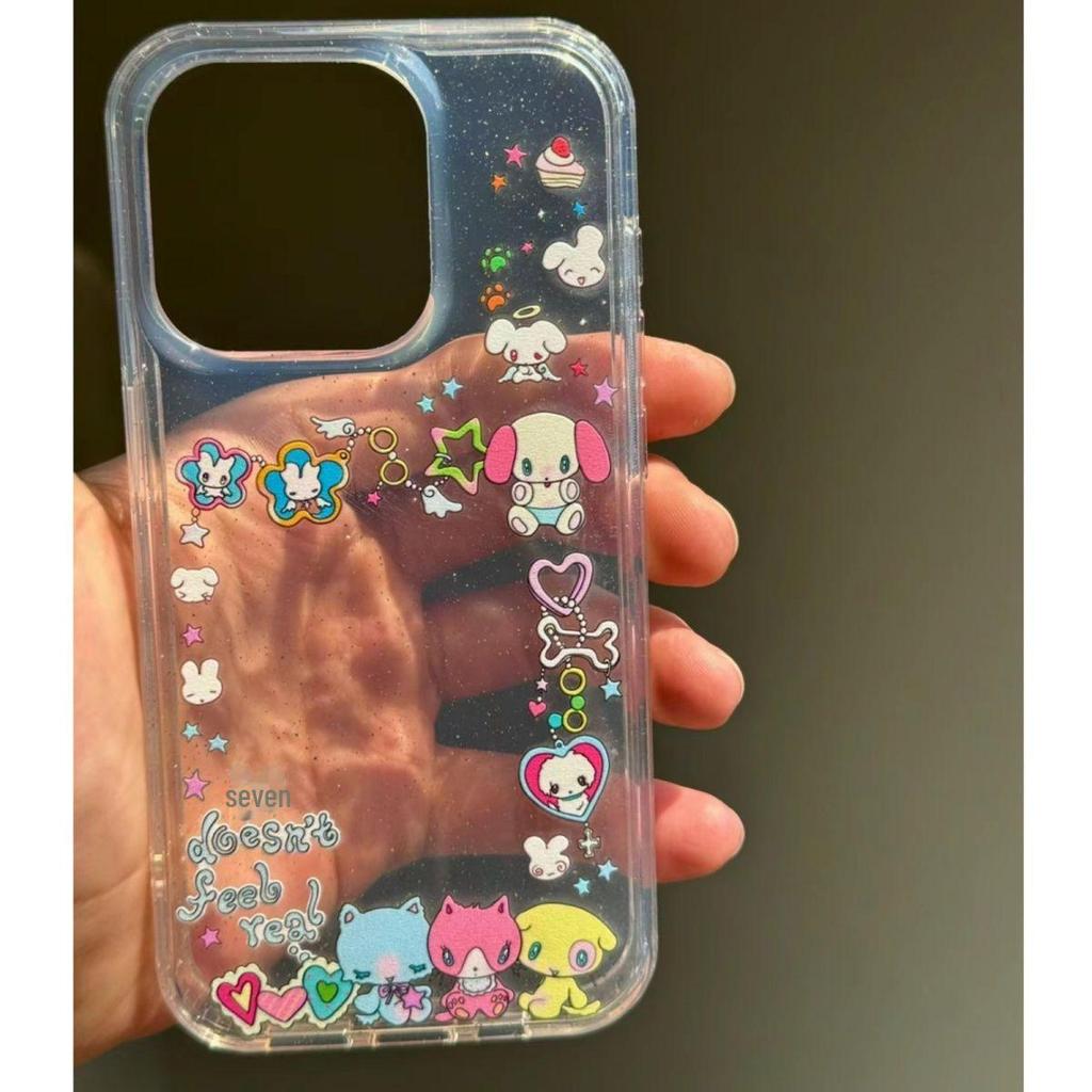 Glitter Star Animal Apple Transparent Phone Case 15 Pro Max/14/13/12/XR/XSMAX/8P Soft Shell