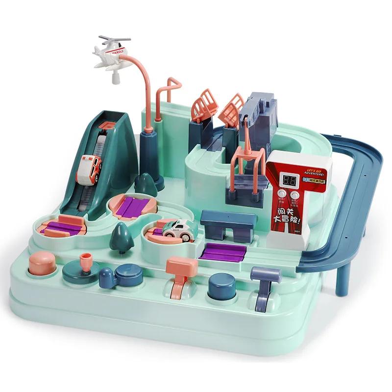 Модель гоночного железнодорожного вагона, развивающие игрушки, детский трек, приключенческая игра, мозг, механический интерактивный поезд, животные, космическая ракета, игрушка