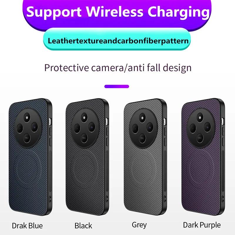 Carbon Fiber Wireless Charging Magnetic Cases For Poco M7 M6 4G M6 Plus 5G Lens Protection Silicone Soft Bumper Cover Phone Case