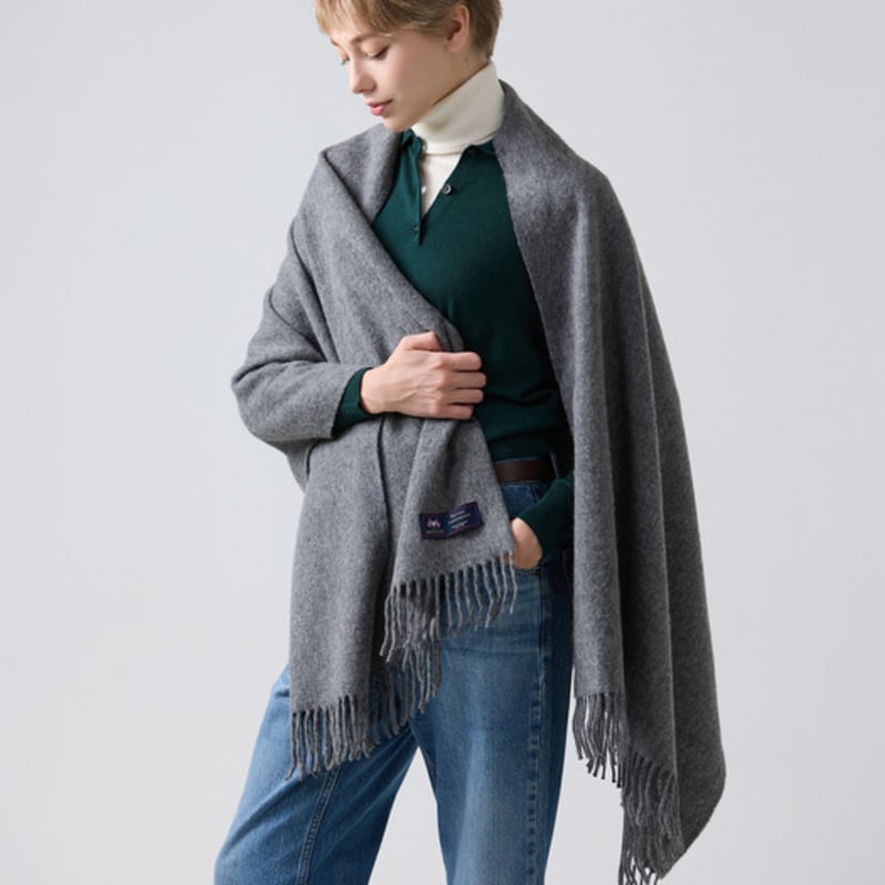 ABRAHAM MOON Merino Wool Shawl 70cm - Gray