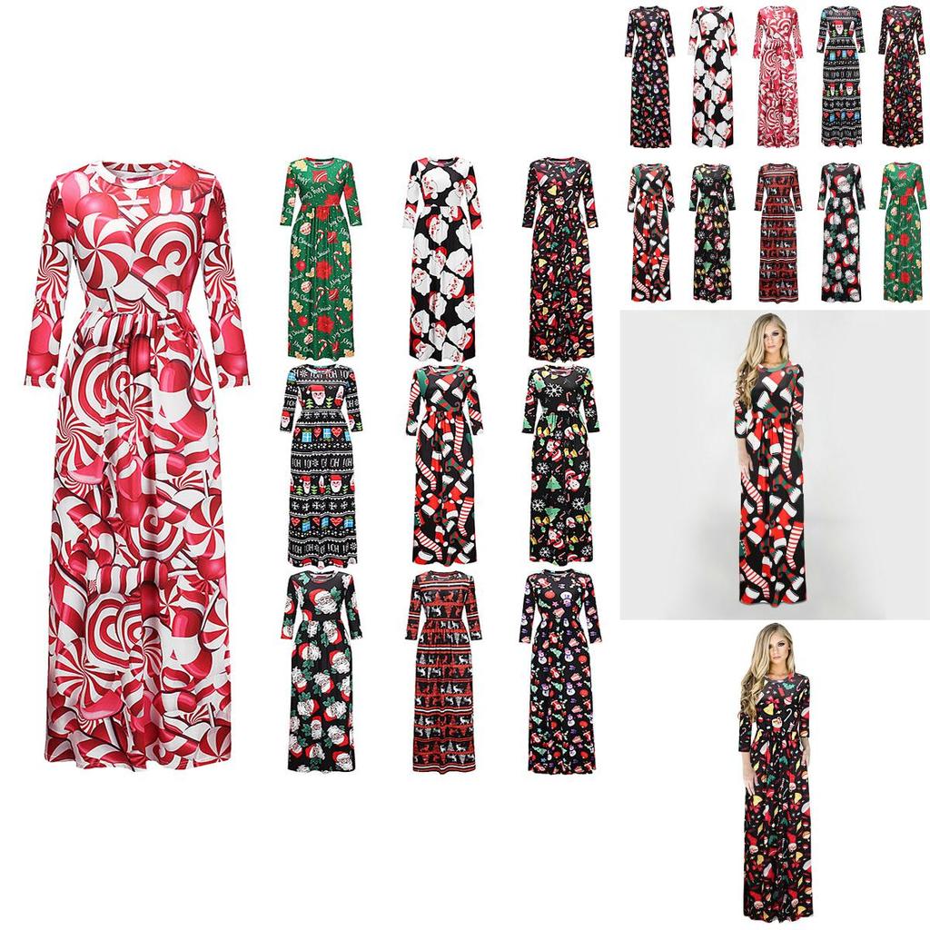 Fashion Women's Long Sleeve Christmas Dress Long Skirt Clothing With Premium Quality Material