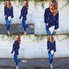 Premium Quality Woman O Neck Long Sleeve Casual Polka Dot Blue Blouse For Everyday Comfort