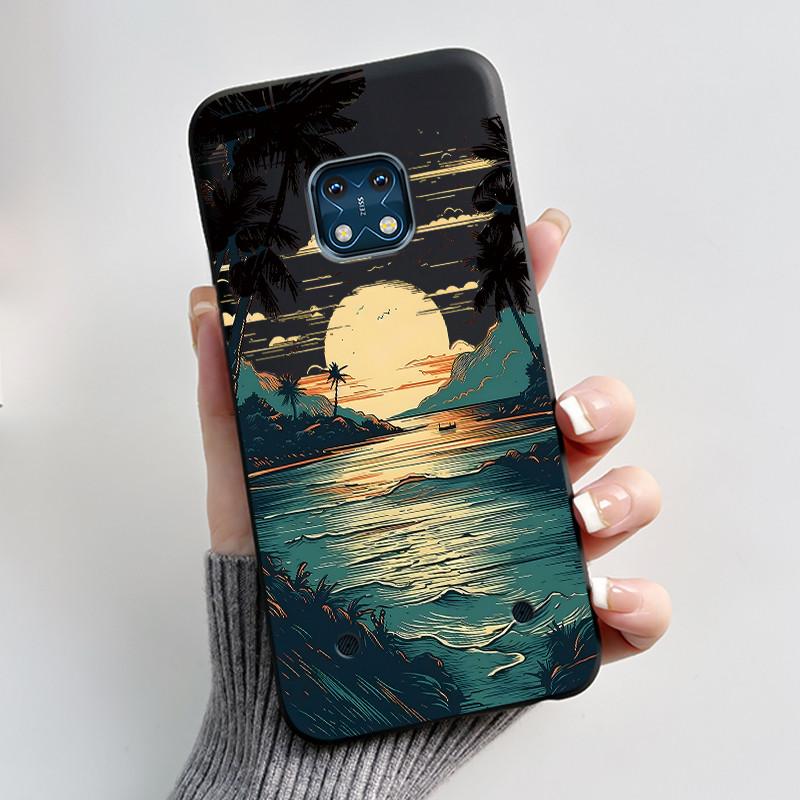 Jelly Color Simple Black Case For Nokia XR20 Popular Little Girl Viral Lucky Pattern Shell With Shockproof Bumper Soft Cover