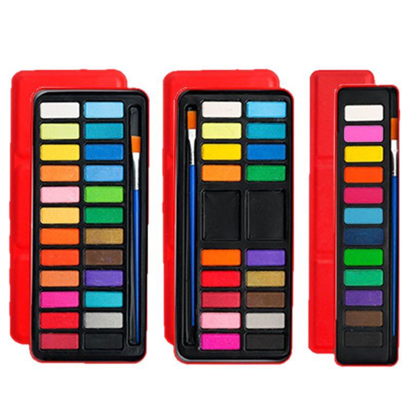 Портативный набор акварели из 12 цветов - Твердые сухие кюветы для ручной росписи