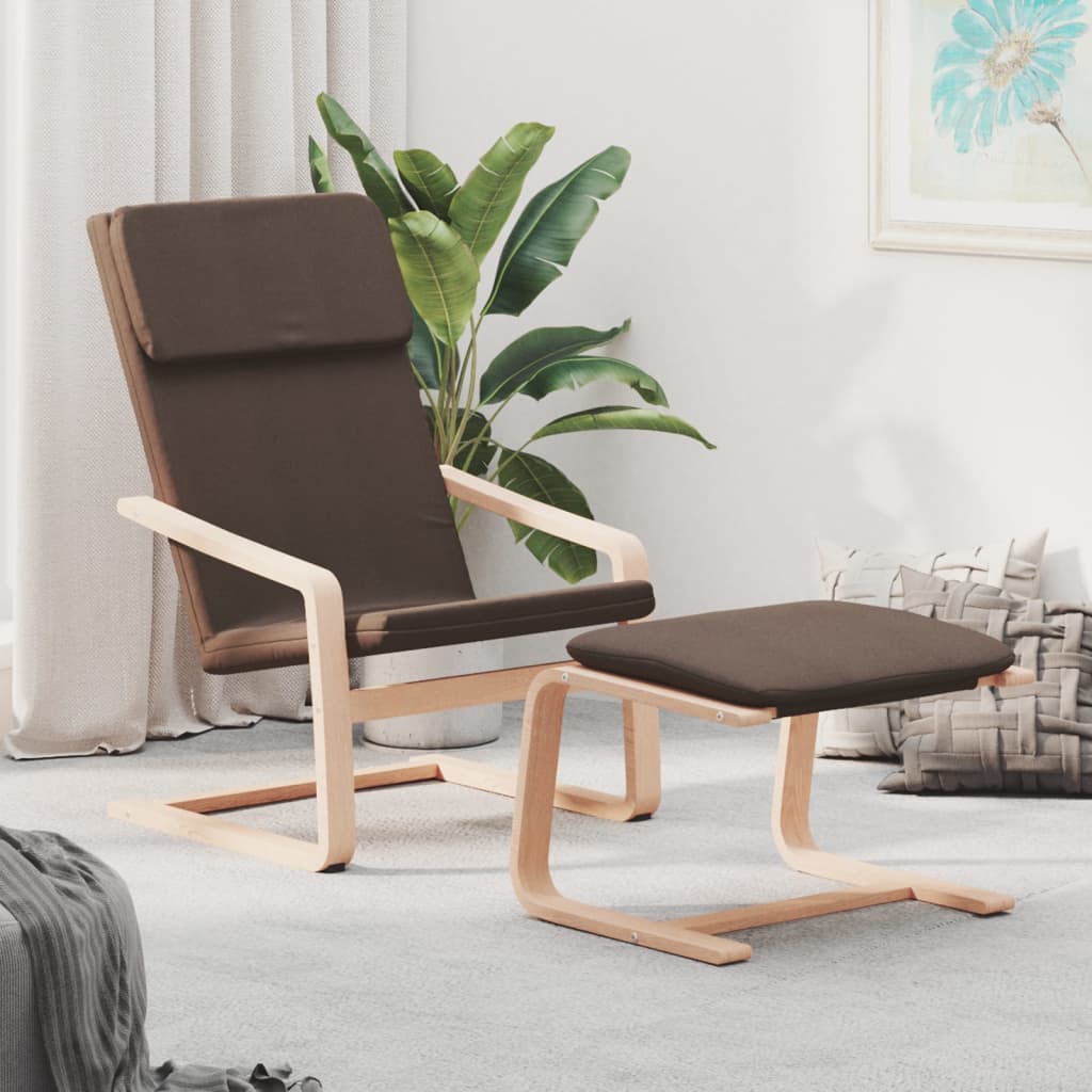 Relax Chair with Footstool Dark Brown Fabric