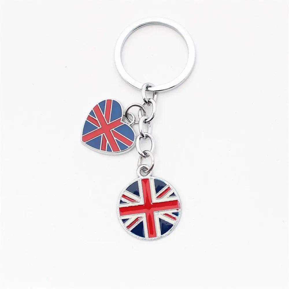 Bag Purse Charm Excellent Quality Key Chain UK Flag Keychain Union Jack Keyring GB British Flag Heart Pendant
