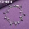 CHSHINE 925 Sterling Silver Round Square Roman Pendant Bracelet Fashion Charm Jewelry 20CM 8inches
