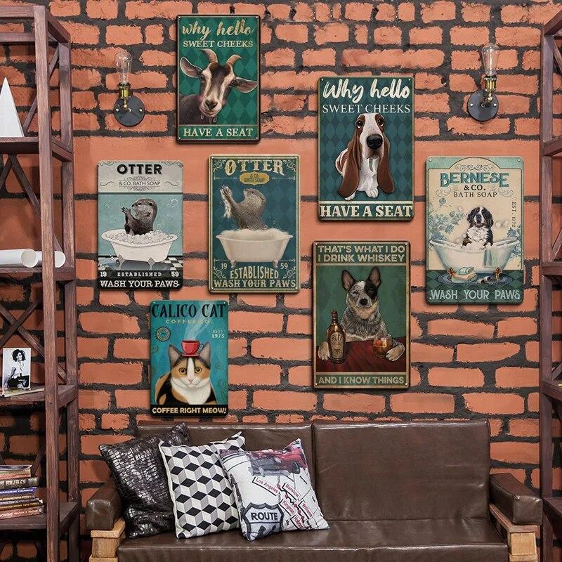 Винтажные металлические плакаты с черным котом, жестяная вывеска, мой Господь, настенные панно, забавные украшения, настенная живопись, модный стиль, домашний железный декор