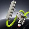 Кабель USB-C для быстрой зарядки 240 Вт со складной подставкой для телефона, двойная головка USB-A и USB-C, быстрый зарядник, силиконовый, не запутывается, 480 Мбит/с