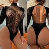 2024 Новый сексуальный цельный ажурный летний боди с вырезами, женская кружевная одежда, глубокий V-образный вырез, открытый бюстгальтер, боди, платье, черный комбинезон