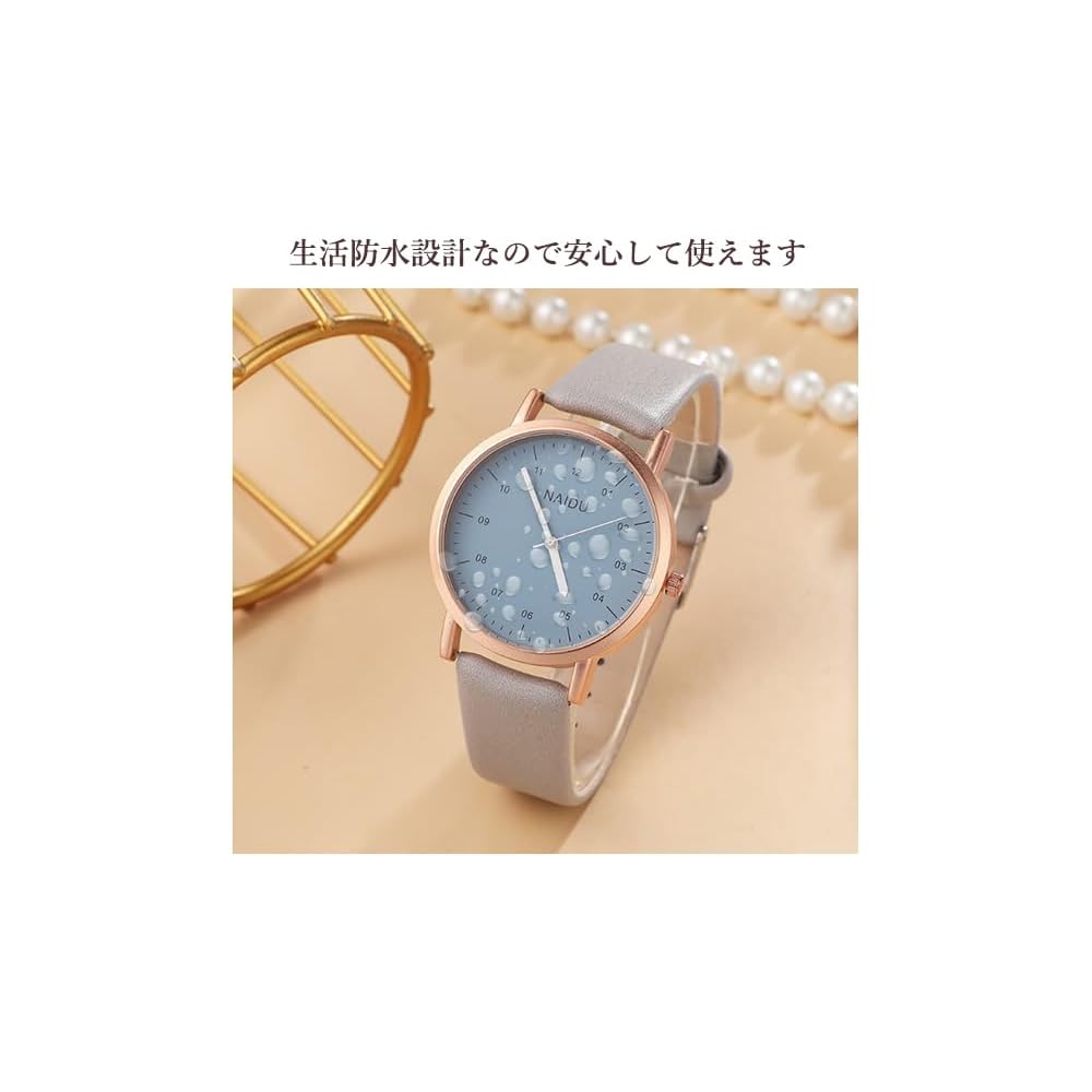 Cute Stylish Women's Analog Watch Gray Blue Easy-to-Read Waterproof Dial