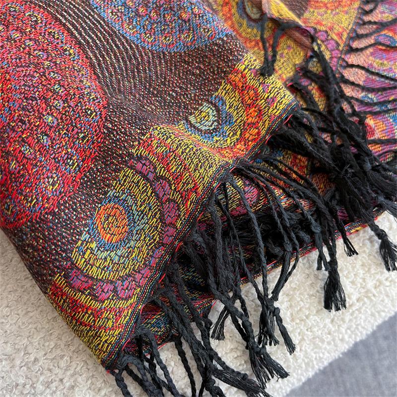 Autumn Scarf Women Pashmina Shawls Jacquard Cashmere Blanket Warm Thick Stoles for Lady Outdoor Paisley Religion Bufanda Scarf
