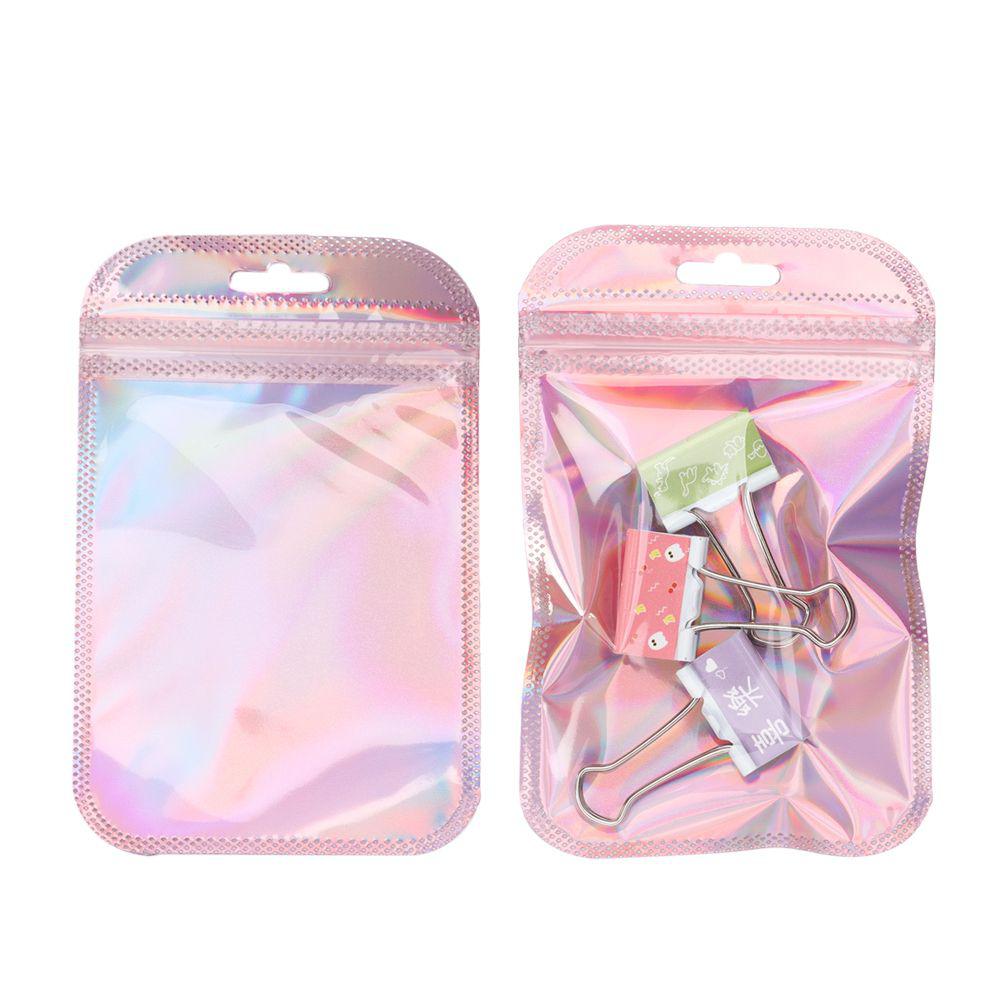 With Hang Hole Resealable Iridescent Self Sealing Pouches Zip Pouches OPP Bags Packaging Bag