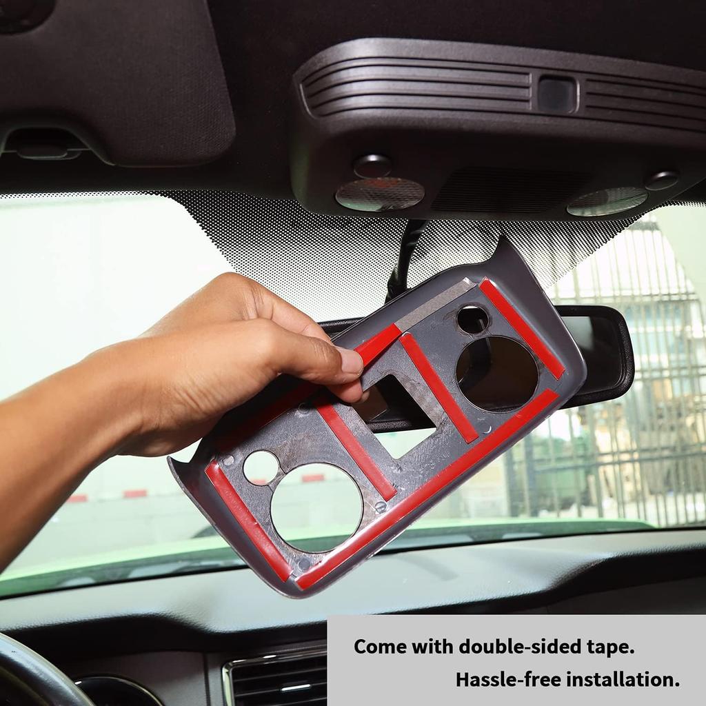 RT-TCZ Front Ceiling Roof Reading Light Lamp Trim Cover Carbon Fiber Interior Accessories for 2009-2022 Ford Mustang (Carbon Fiber Grain)