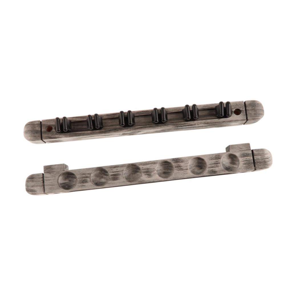 6 Cue Holder for Pool Sticks Wall Mounted Billiard Rack Wooden Storage Solution
