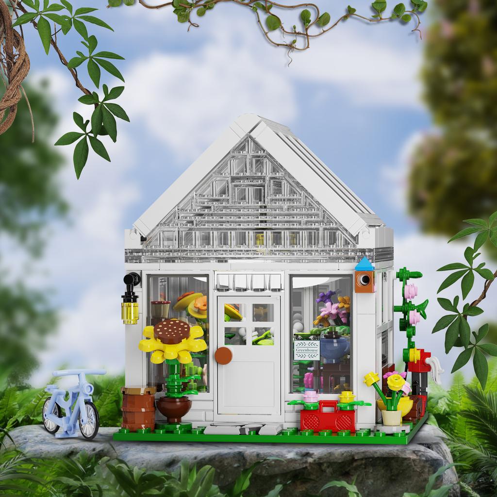 Greenhouse Building Block Pretty Flower Garden Architecture Model Kit Creative Bricks Flower House Decoration for Kids Adults
