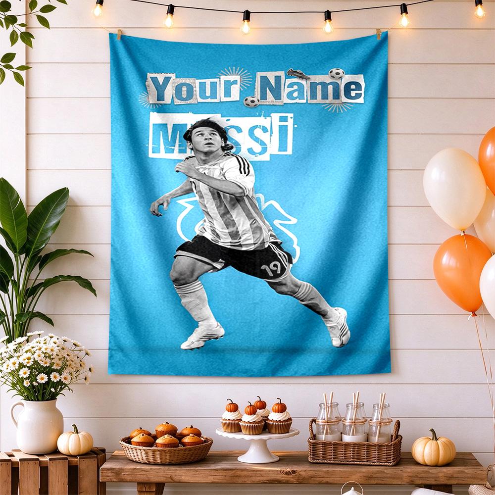 Football Messi Custom Wall Tapestry Multi-purpose Tapestry Easy to Hang Ideal for Gift Wrapping All-Season Use Gifts For Family Or Friends