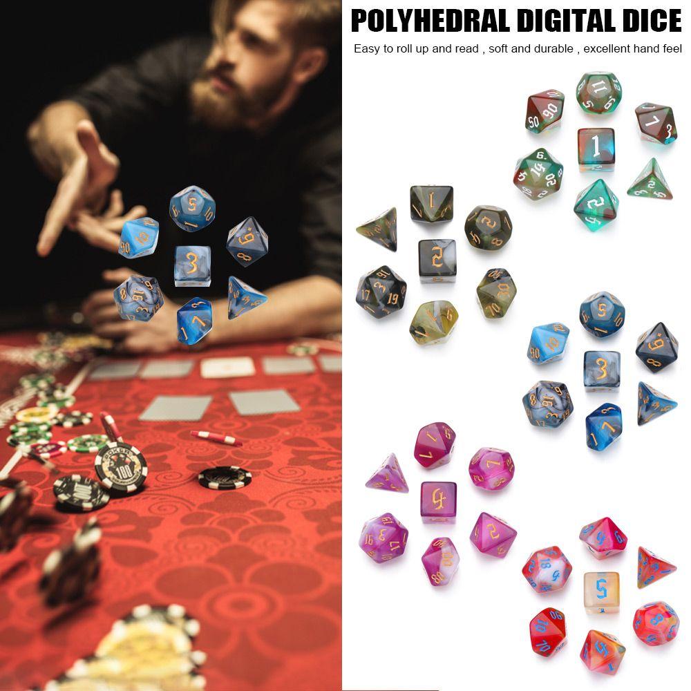 7pcs/set Gift Multi Sides Toy Dices Game Accessory Dice Set Glitter