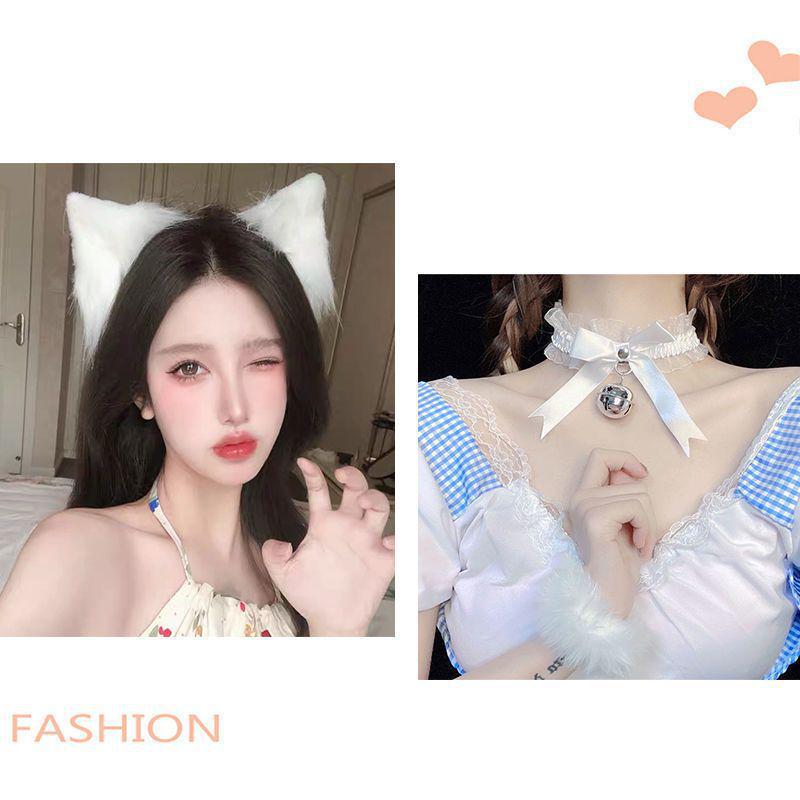 Милая японская плюшевая повязка на голову с ушками кошки и лисы для ролевых игр
