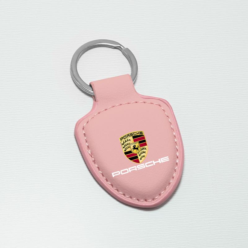 Кожаный брелок для ключей автомобиля Щитовидный брелок-кольцо для Porsche Panamera Cayenne Taycan 911 718 Macan Carrera-GT 928 944 968 944 Аксессуар