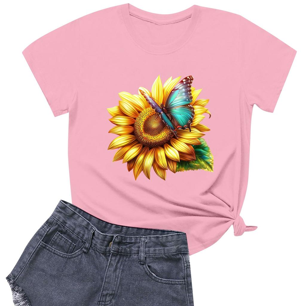 Женская модная повседневная футболка с круглым вырезом и короткими рукавами