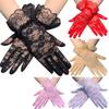 Protection Mittens Sunscreen White Bride Gloves Rose Flower Pattern Lace Gloves Party Dressy Gloves