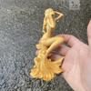 Деревянная статуя русалки Вода Рыба Девушка Скульптура Ручная резьба по дереву Домашнее украшение Фигурка красоты Коллекция ремесел Подарок для девушки