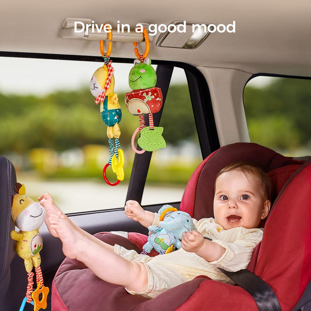 TUMAMA Baby Toys for Months Handbell Baby Rattle Soft Plush Early Development Stroller Toys Infant Newborn Birthday Gift 4 Pack 0/3/6/9/12