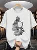 Men'S Saxophone Player Graphic T-Shirt Jazz Music Cotton O-neck-short sleeve Tee Tops Unisex ca