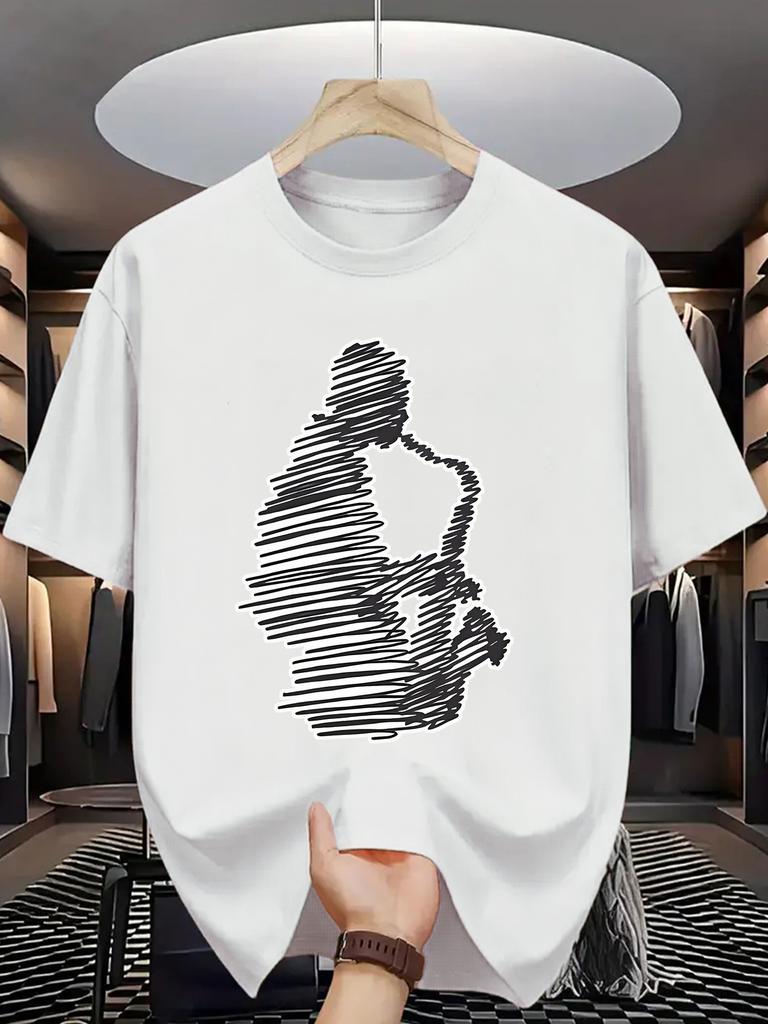 Men'S Saxophone Player Graphic T-Shirt Jazz Music Cotton O-neck-short sleeve Tee Tops Unisex ca